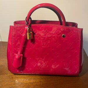 AUTHENTIC LV Montaigne BB Pink Vernis